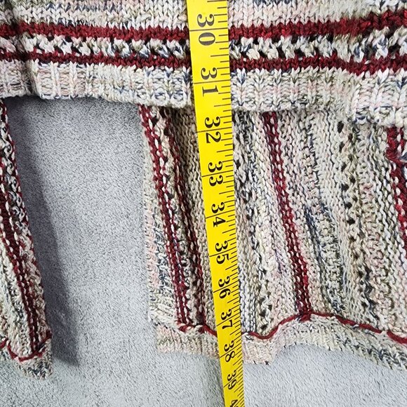 Womens Cato Beige Red Striped Open Knit Sleeveless Cardigan Vest Acrylic 22/24 - Picture 9 of 10